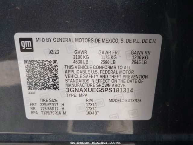 3GNAXUEG5PS181314 Chevrolet Equinox Awd Lt