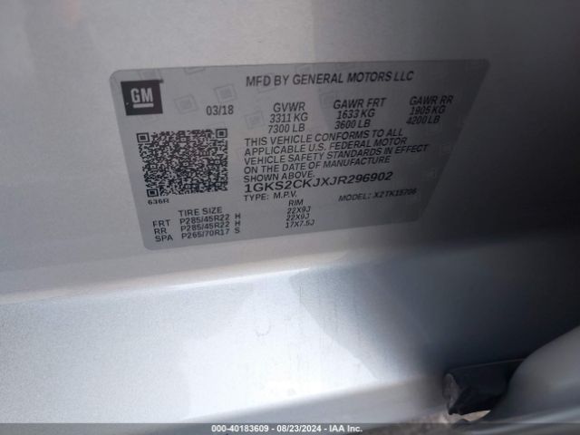 1GKS2CKJXJR296902 GMC YUKON DENALI