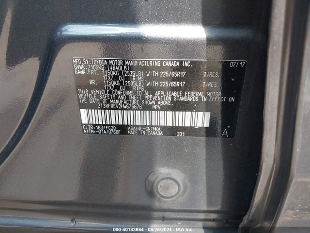 Toyota Rav4 Xle 2017 2T3RFREV2HW675676 Image 9