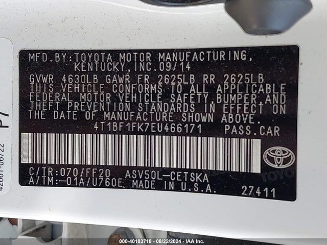 Toyota CAMRY SE 2014 4T1BF1FK7EU466171 Image 9