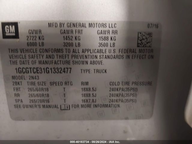 1GCGTCE31G1332477 Chevrolet Colorado Lt