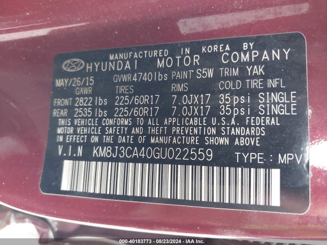 Hyundai TUCSON SE 2016 KM8J3CA40GU022559 Image 9
