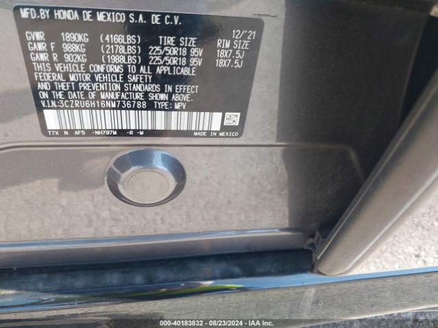 3CZRU6H16NM736788 Honda Hr-v Awd Sport