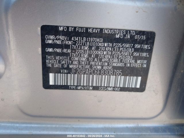 JF2GPAPC6F8308785 Subaru Xv Crosstrek 2.0i Limited