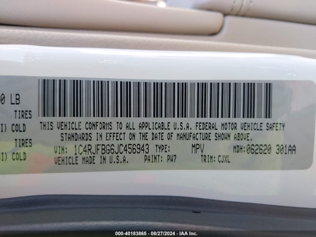 1C4RJFBG6JC456943 Jeep Grand Cherokee Limited 4x4