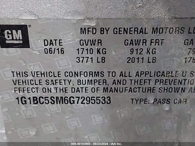 Chevrolet Cruze Ls Auto 2016 1G1BC5SM6G7295533 Image 9