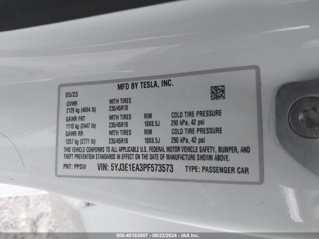 2023 TESLA MODEL 3 5YJ3E1EA3PF573573 Photo 8