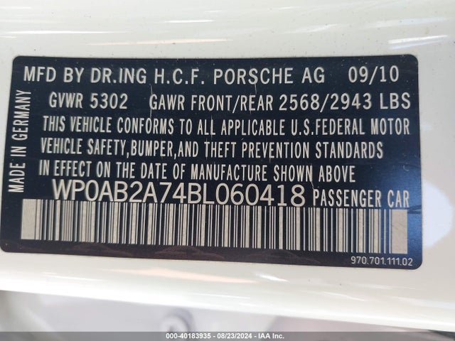 2011 PORSCHE PANAMERA WP0AB2A74BL060418 Photo 8