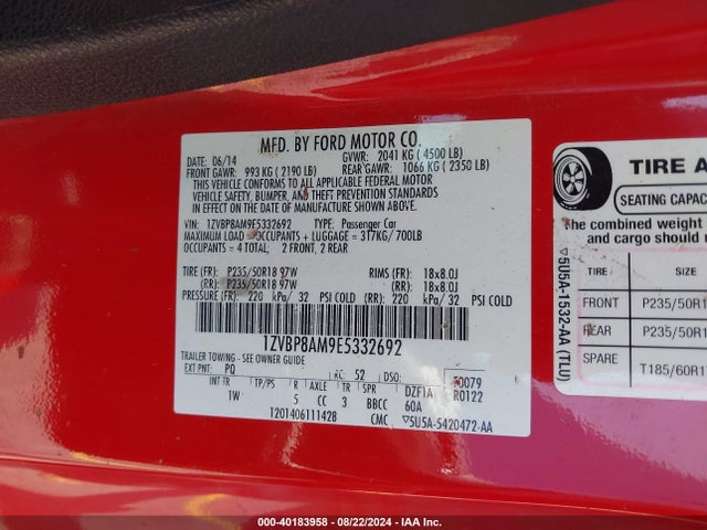 Ford Mustang V6 2014 1ZVBP8AM9E5332692 Image 9