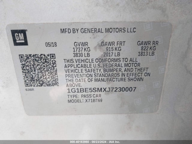 Chevrolet Cruze Lt Auto 2018 1G1BE5SMXJ7230007 Image 9