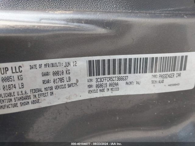 2012 FIAT 500 3C3CFFCR5CT366637 Photo 8