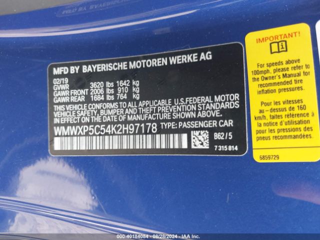 WMWXP5C54K2H97178 Mini Hardtop Cooper