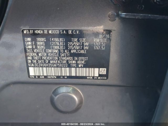 2016 HONDA HR-V 3CZRU6H35GM758222 Photo 8