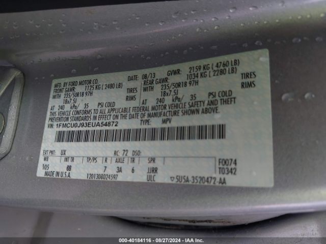 1FMCU0J93EUA54872 Ford Escape Titanium