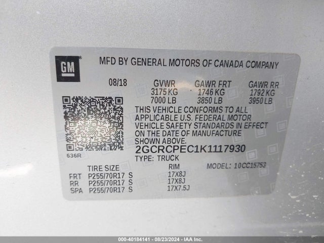 Chevrolet Silverado 1500 Ld Lt 2019 2GCRCPEC1K1117930 Image 9