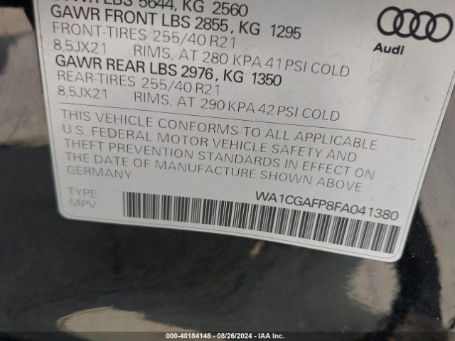 WA1CGAFP8FA041380 Audi Sq5 3.0t Premium Plus