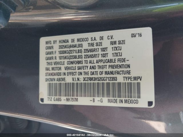 3CZRM3H52GG712393 Honda CR-V EX