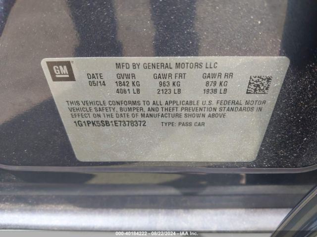 1G1PK5SB1E7378372 Chevrolet CRUZE LT