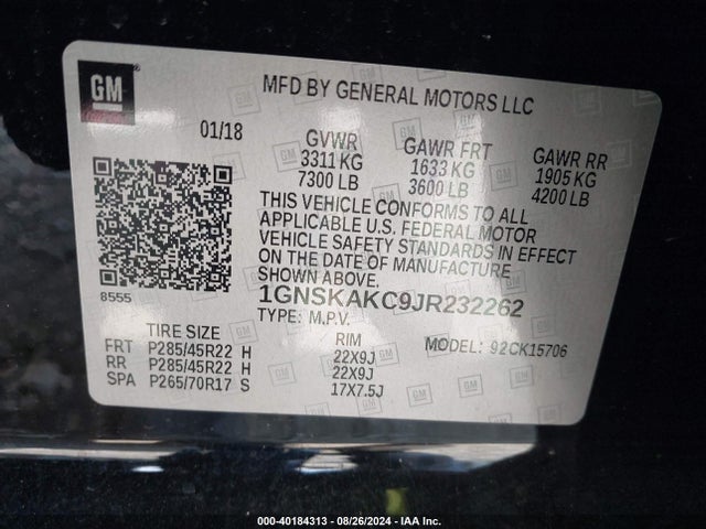 Chevrolet Tahoe Ls 2018 1GNSKAKC9JR232262 Image 9