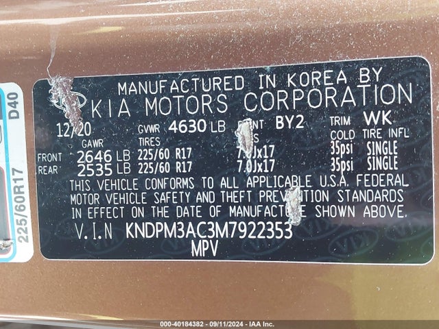 KIA Sportage Lx 2021 KNDPM3AC3M7922353 Image 9