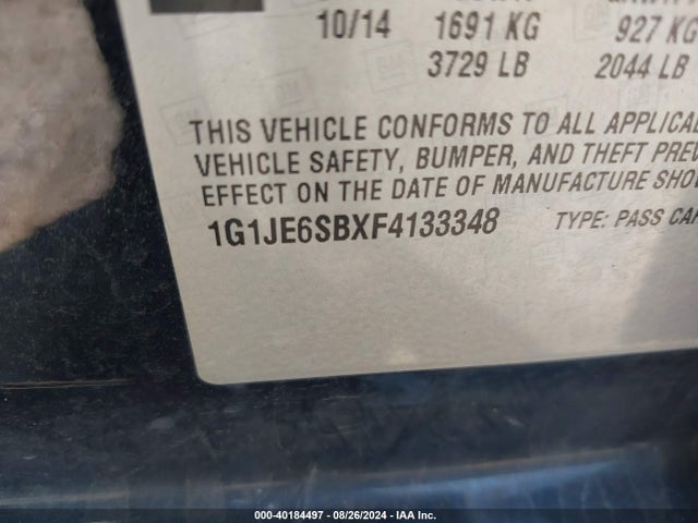 Chevrolet Sonic Ltz Auto 2015 1G1JE6SBXF4133348 Image 9