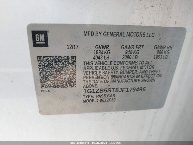1G1ZB5ST8JF179496 Chevrolet Malibu 1ls