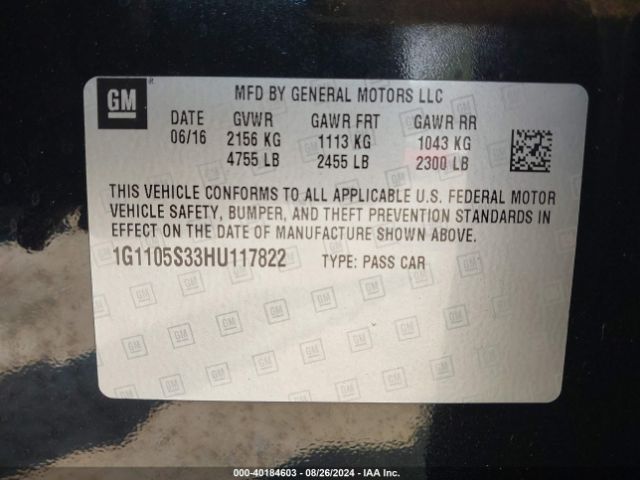 1G1105S33HU117822 Chevrolet IMPALA 1LT