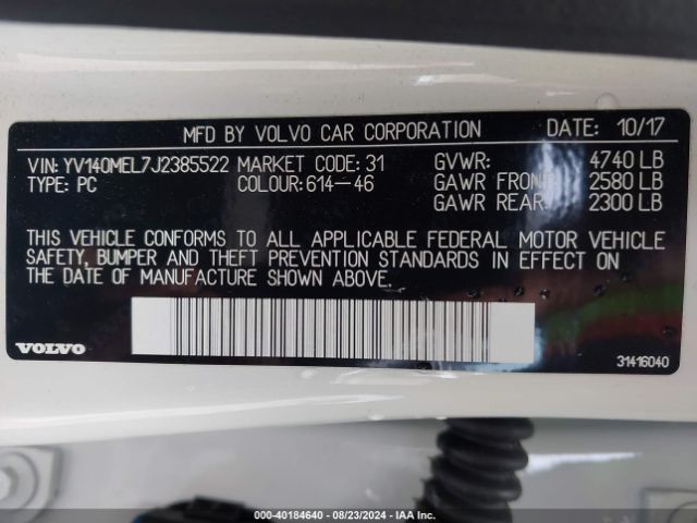 2018 VOLVO V60 YV140MEL7J2385522 Photo 8