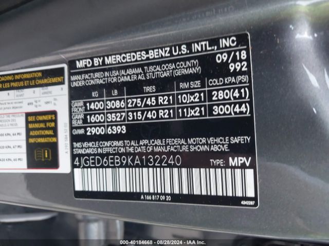 4JGED6EB9KA132240 Mercedes-Benz Amg Gle 43 Coupe 4matic