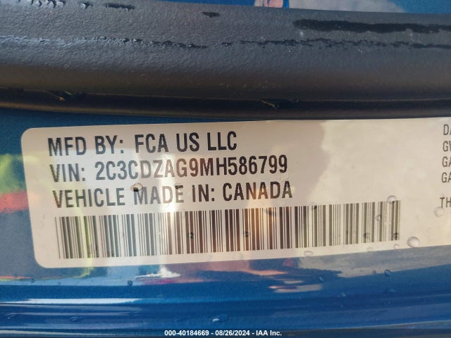 Dodge Challenger Sxt 2021 2C3CDZAG9MH586799 Image 9