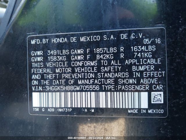 3HGGK5H88GM705556 Honda Fit Ex-l