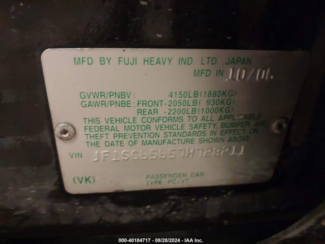 Продаж на аукціоні авто 2007 Subaru Forester 2.5x, vin: JF1SG65657H728211, номер лоту: 40184717