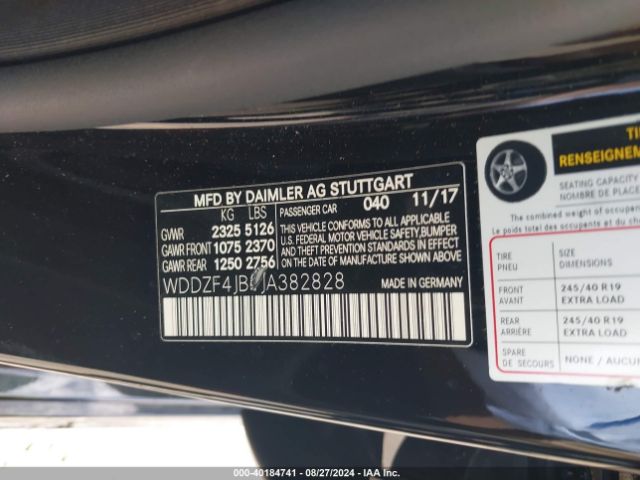 WDDZF4JB1JA382828 Mercedes-Benz E 300