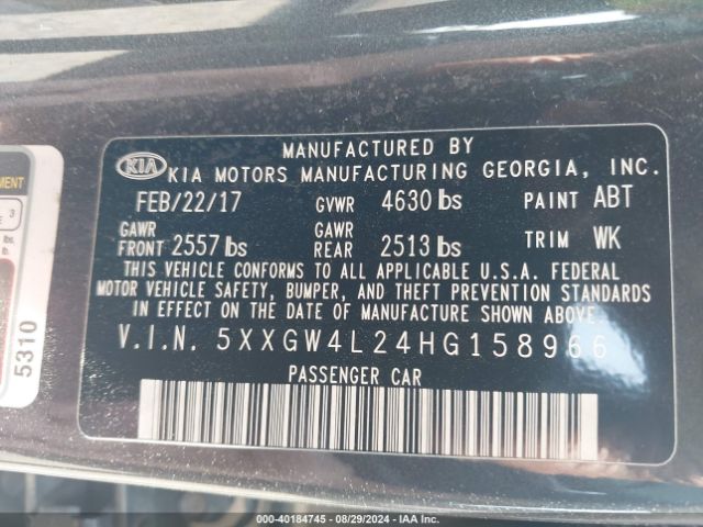 5XXGW4L24HG158966 KIA Optima Sx Turbo