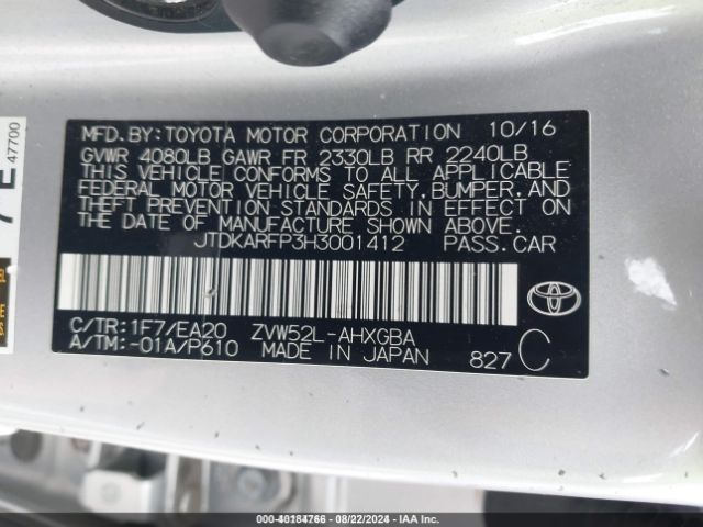 JTDKARFP3H3001412 Toyota Prius Prime Premium