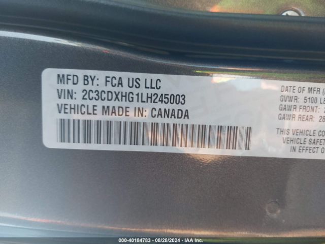2C3CDXHG1LH245003 Dodge Charger Gt Rwd