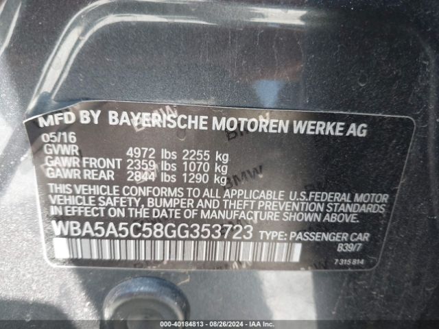 WBA5A5C58GG353723 BMW 528I