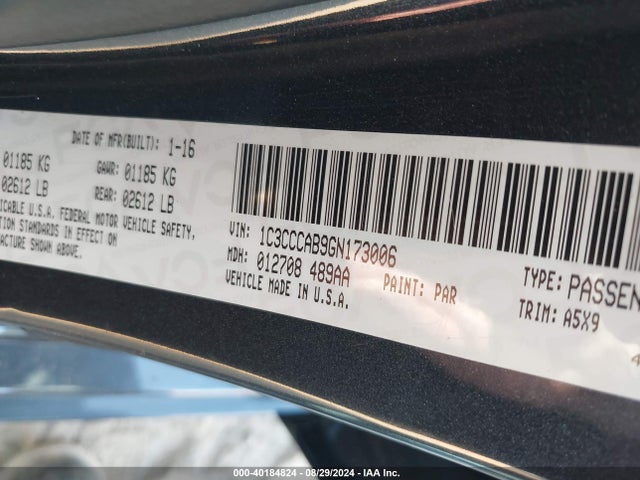 Chrysler 200 Limited 2016 1C3CCCAB9GN173006 Image 9