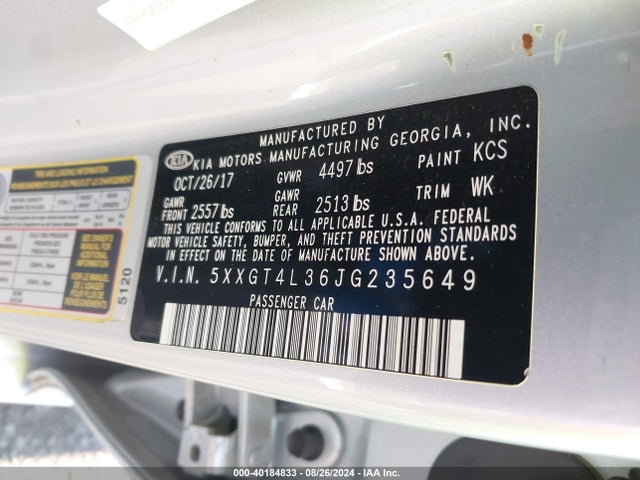 5XXGT4L36JG235649 KIA Optima Lx