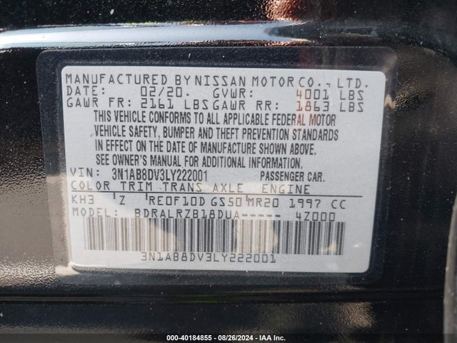 Nissan Sentra Sr Xtronic Cvt 2020 3N1AB8DV3LY222001 Image 9
