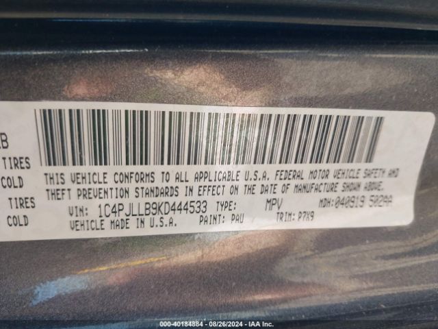 1C4PJLLB9KD444533 Jeep Cherokee Latitude Plus Fwd