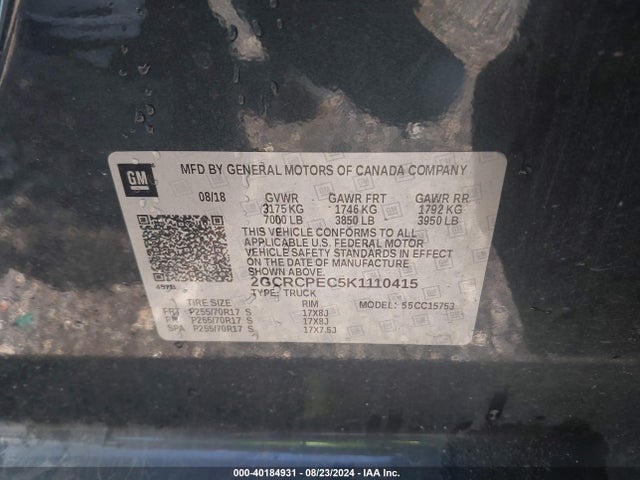 Chevrolet Silverado 1500 Ld Lt 2019 2GCRCPEC5K1110415 Image 9