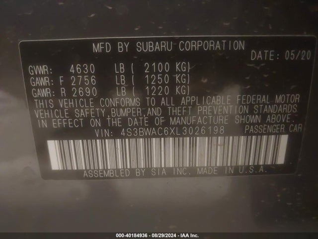 4S3BWAC6XL3026198 Subaru Legacy Premium