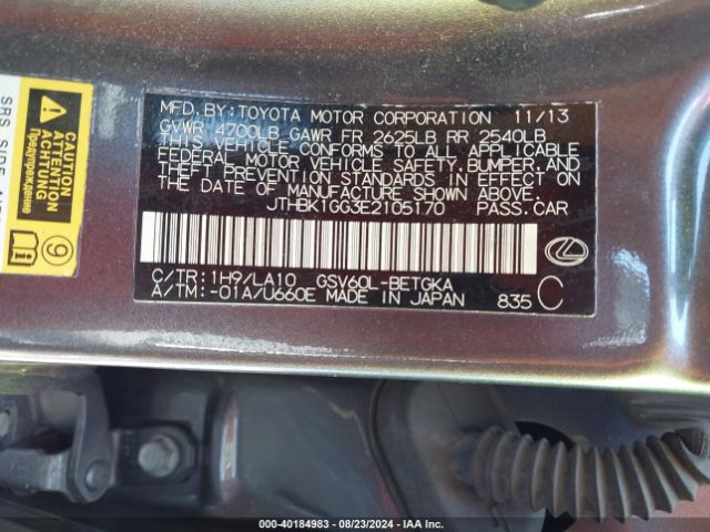 JTHBK1GG3E2105170 Lexus ES 350