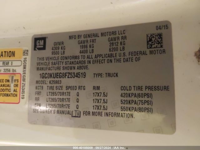 1GC0KUEG8FZ534519 Chevrolet Silverado 2500hd Wt
