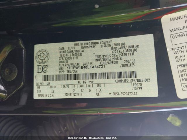 1FTFW1E40LFA64731 Ford F-150 Lariat