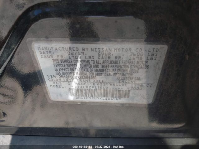 3N1CP5CUXKL501460 Nissan KICKS S