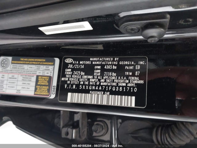 KIA OPTIMA EX 2015 5XXGN4A71FG381710 Image 9