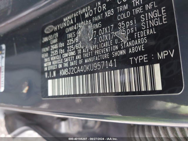 Hyundai TUCSON SE 2019 KM8J2CA40KU957141 Image 9