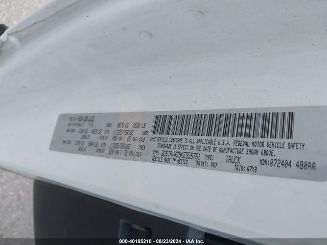 3C6TRVNG5KE555761 RAM Promaster 1500 Low Roof 118 Wb